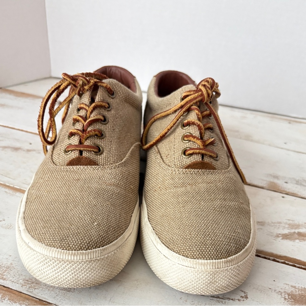 POLO Ralph Lauren Vaughn burlap suede sneakers preppy academia casual boat shoes - Picture 15 of 15